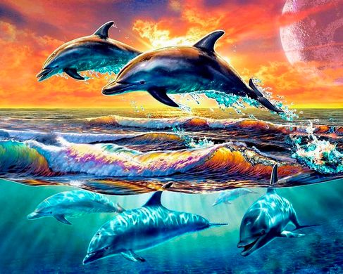 Фото Картина з страз Ігри дельфінів ТМ Алмазна мозаіка (DM-208) від інтернет-магазину рукоділля Sylarozumu.com.ua