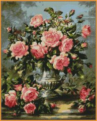 Фото Картина з страз Рожеві троянди в срібній вазі Babylon (ST1117) від інтернет-магазину рукоділля Sylarozumu.com.ua