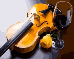 Фото Картина по номерам Скрипка и бокал (PGX27891) Brushme Premium от интернет-магазина картин-раскрасок Sylarozumu.com.ua