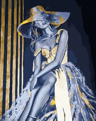 Фото Картина по номерам Девушка в шляпе (золотые краски) (JX1084) (Без коробки) от интернет-магазина картин-раскрасок Sylarozumu.com.ua