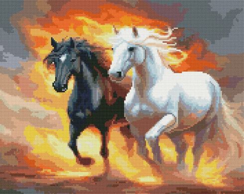Фото Картина стразами Пара коней НікіТошка (GJ6432) від інтернет-магазину рукоділля Sylarozumu.com.ua