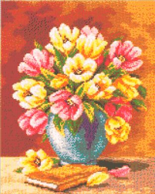 Фото Картина из страз Ваза с тюльпанами ТМ Алмазная мозаика (DMF-207, ) от интернет-магазина рукоделия Sylarozumu.com.ua