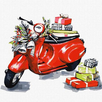 Фото Картина по номерам Рождественский мотоцикл ©fashionillustration_tania (KHO5011) Идейка (Без коробки) от интернет-магазина картин-раскрасок Sylarozumu.com.ua