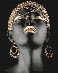 Фото Картина по номерам Африканская принцесса (золотые краски) (JX1070) (Без коробки) от интернет-магазина картин-раскрасок Sylarozumu.com.ua