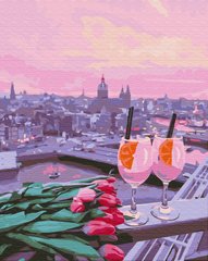 Фото Розмальовка по номерах Вид на рожевий захід сонця (BSM-B35681) від інтернет-магазину картин-розмальовок Sylarozumu.com.ua