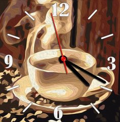 Фото Картина по номерам часы Душистый кофе (ASG013) ArtStory (Без коробки) от интернет-магазина картин-раскрасок Sylarozumu.com.ua