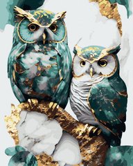 Фото Картини за номерами Білі сови (золоті фарби) (BJX1100) від інтернет-магазину картин-розмальовок Sylarozumu.com.ua
