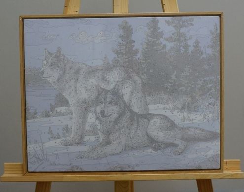 Уценка Картина по номерам Волки на снегу (в раме) (NB236R) Babylon