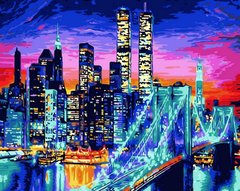 Фото Живопись по номерам Бруклинский мост в огнях (MR-Q1434) Mariposa от интернет-магазина картин-раскрасок Sylarozumu.com.ua