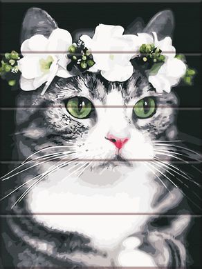 Фото Картина по номерам из дерева Романтическая кошка (ASW211) ArtStory от интернет-магазина картин-раскрасок Sylarozumu.com.ua