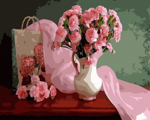 Фото Картина по цифрам Рожеві гвоздики (NIK-T00099) від інтернет-магазину картин-розмальовок Sylarozumu.com.ua