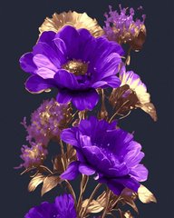 Фото Розмальовка по номерах Фіолетові квіти (золоті фарби) (BJX1104) від інтернет-магазину картин-розмальовок Sylarozumu.com.ua