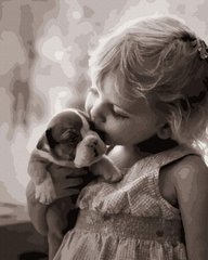 Фото Картина по номерам Девочка и щенок (BRM37401) от интернет-магазина картин-раскрасок Sylarozumu.com.ua