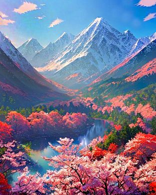 Фото Картина стразами Сакура в горах My Art (MRT-TN1263) від інтернет-магазину рукоділля Sylarozumu.com.ua