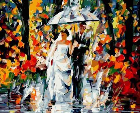 Фото Картина по номерам Свадьба под дождем (VP080) Babylon от интернет-магазина картин-раскрасок Sylarozumu.com.ua