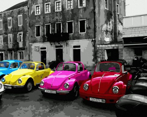 Фото Картина по номерам Цветные автомобили (BRM44479) от интернет-магазина картин-раскрасок Sylarozumu.com.ua