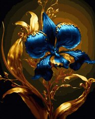 Фото Розмальовка по номерах Синій бутон (золоті фарби) (BJX1133) від інтернет-магазину картин-розмальовок Sylarozumu.com.ua
