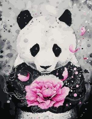 Фото Картина из страз Панда с цветком ТМ Алмазная мозаика (DM-414, ) от интернет-магазина рукоделия Sylarozumu.com.ua