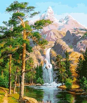 Фото Алмазная мозаика Величественные горы и водопад My Art (MRT-TN957, На подрамнике) от интернет-магазина рукоделия Sylarozumu.com.ua