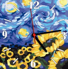 Фото Картина по номерам часы Звездная ночь (ASG020) ArtStory (Без коробки) от интернет-магазина картин-раскрасок Sylarozumu.com.ua