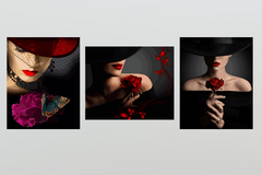 Фото Картина по цифрам Триптих комбинированный Девушки с цветами (2 картины вертикальные и 1 горизонтальная) (VPT901) Babylon от интернет-магазина картин-раскрасок Sylarozumu.com.ua