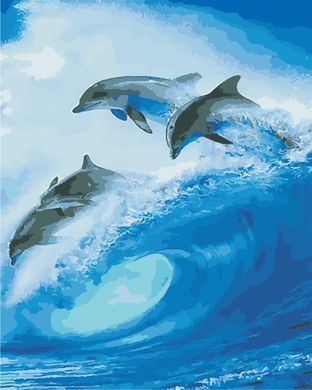 Фото Картина по номерам Стая дельфинов (AS0871) ArtStory от интернет-магазина картин-раскрасок Sylarozumu.com.ua