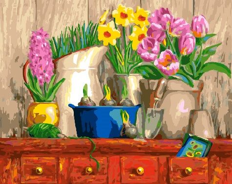 Фото Раскраска по номерам Натюрморт из 3-х цветков (BK-GX25050) (Без коробки) от интернет-магазина картин-раскрасок Sylarozumu.com.ua