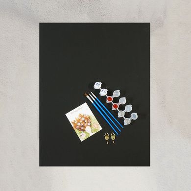 "Сияющие семейные ладошки" Набор для создания отпечатков на черном полотне (красные и серебряные блестки) 40*50