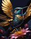 Комплектация Картина по номерам Синяя колибри (золотые краски) (BJX1147) от интернет-магазина товаров для творчества Sylarozumu.com.ua