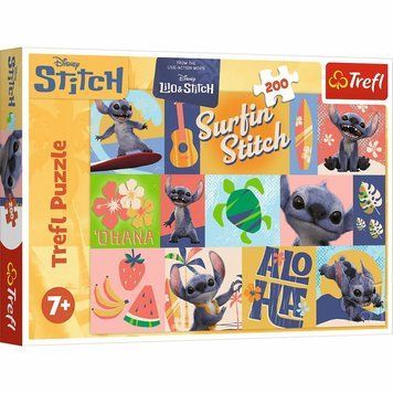 Пазли для дітей Trefl Stitch The Movie Пригоди на Гаваях 200 елементів настільна гра &mdash; що в комплекті | Sylarozumu.com.ua