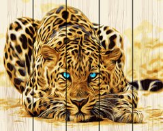 Фото Картини за номерами на дереві Блакитноокий леопард (RA-GXT4175) від інтернет-магазину картин-розмальовок Sylarozumu.com.ua