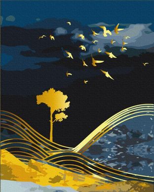 Фото Холст для рисования Природа ночи с золотой краской (BSM-B53040) от интернет-магазина картин-раскрасок Sylarozumu.com.ua