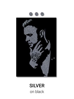 Портрет на заказ Флип-Флоп с блестками, холст 60х80 см Silver on black
