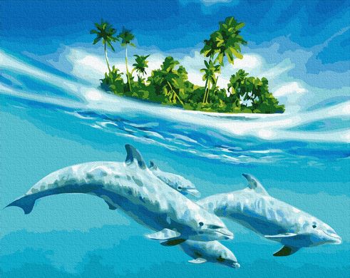 Фото Раскраска по номерам Плавание с дельфинами (BK-GX27574) (Без коробки) от интернет-магазина картин-раскрасок Sylarozumu.com.ua