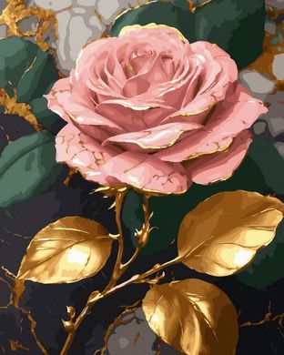 Фото Картина за номерами Рожева троянда (золоті фарби) (BJX1155) від інтернет-магазину картин-розмальовок Sylarozumu.com.ua