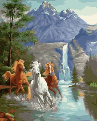 Фото Картина по номерам Табун лошадей (NIK-N413) от интернет-магазина картин-раскрасок Sylarozumu.com.ua