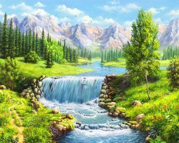 Фото Картина з страз Водоспад у горах My Art (MRT-TN1071) від інтернет-магазину рукоділля Sylarozumu.com.ua