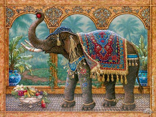 Фото Картина из страз Индийский слон ТМ Алмазная мозаика (DMF-188, ) от интернет-магазина рукоделия Sylarozumu.com.ua