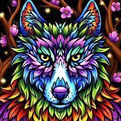 Фото Картина из страз Красочный волк ТМ Алмазная мозаика (DMF-409, ) от интернет-магазина рукоделия Sylarozumu.com.ua