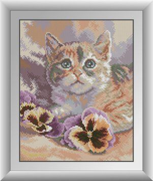 Фото Картина из страз Котенок с фиалками Dream Art (DA-31012, ) от интернет-магазина рукоделия Sylarozumu.com.ua