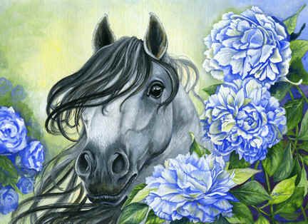 Фото Картина из страз Лошадь в цветах ТМ Алмазная мозаика (DMF-191, ) от интернет-магазина рукоделия Sylarozumu.com.ua