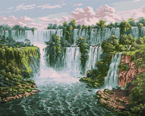 Фото Раскраска для взрослых Живописный водопад ©Сергей Лобач (KHO2878) Идейка (Без коробки) от интернет-магазина картин-раскрасок Sylarozumu.com.ua