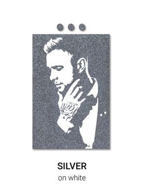 Портрет на заказ Флип-Флоп с блестками, холст 60х80 см Silver on white