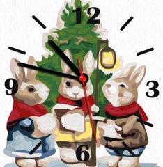 Фото Картина за номерами годинники Святкові кролики (ASG009) ArtStory (Без коробки) від інтернет-магазину картин-розмальовок Sylarozumu.com.ua