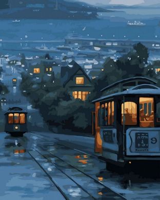 Фото Картина по номерам Ночной трамвай (ANG507) (Без коробки) от интернет-магазина картин-раскрасок Sylarozumu.com.ua