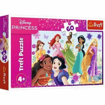 Пазлы для детей Trefl Disney Princess Принцессы в действии 60 элементов настольная игра и пример комплектации | Sylarozumu.com.ua