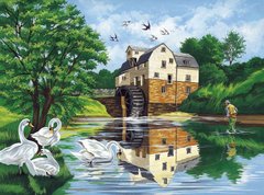 Фото Картина из страз Лебеди у реки ТМ Алмазная мозаика (DMF-336, ) от интернет-магазина рукоделия Sylarozumu.com.ua
