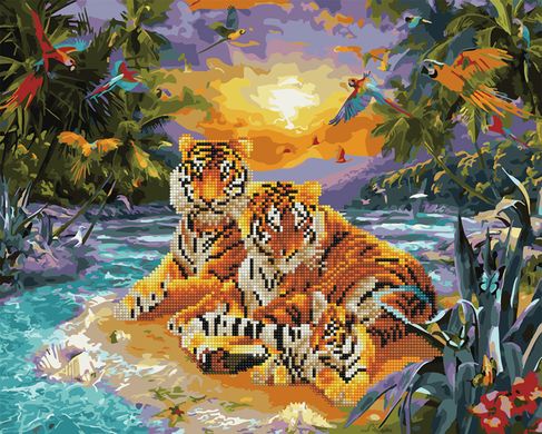 Фото Алмазна картина Сім'я тигрів (GZS1094) (Без коробки) від інтернет-магазину Sylarozumu.com.ua
