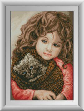 Фото Картина из страз Девочка с кошкой Dream Art (DA-30746, ) от интернет-магазина рукоделия Sylarozumu.com.ua