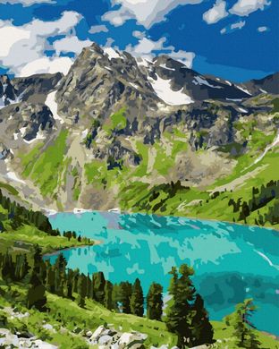 Фото Раскраска по номерам Озеро в Альпах (BK-GX44528) (Без коробки) от интернет-магазина картин-раскрасок Sylarozumu.com.ua